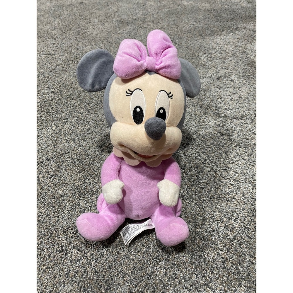 Disney Baby Minnie Mouse Plush Pink Onesie Bow Stuffed Animal